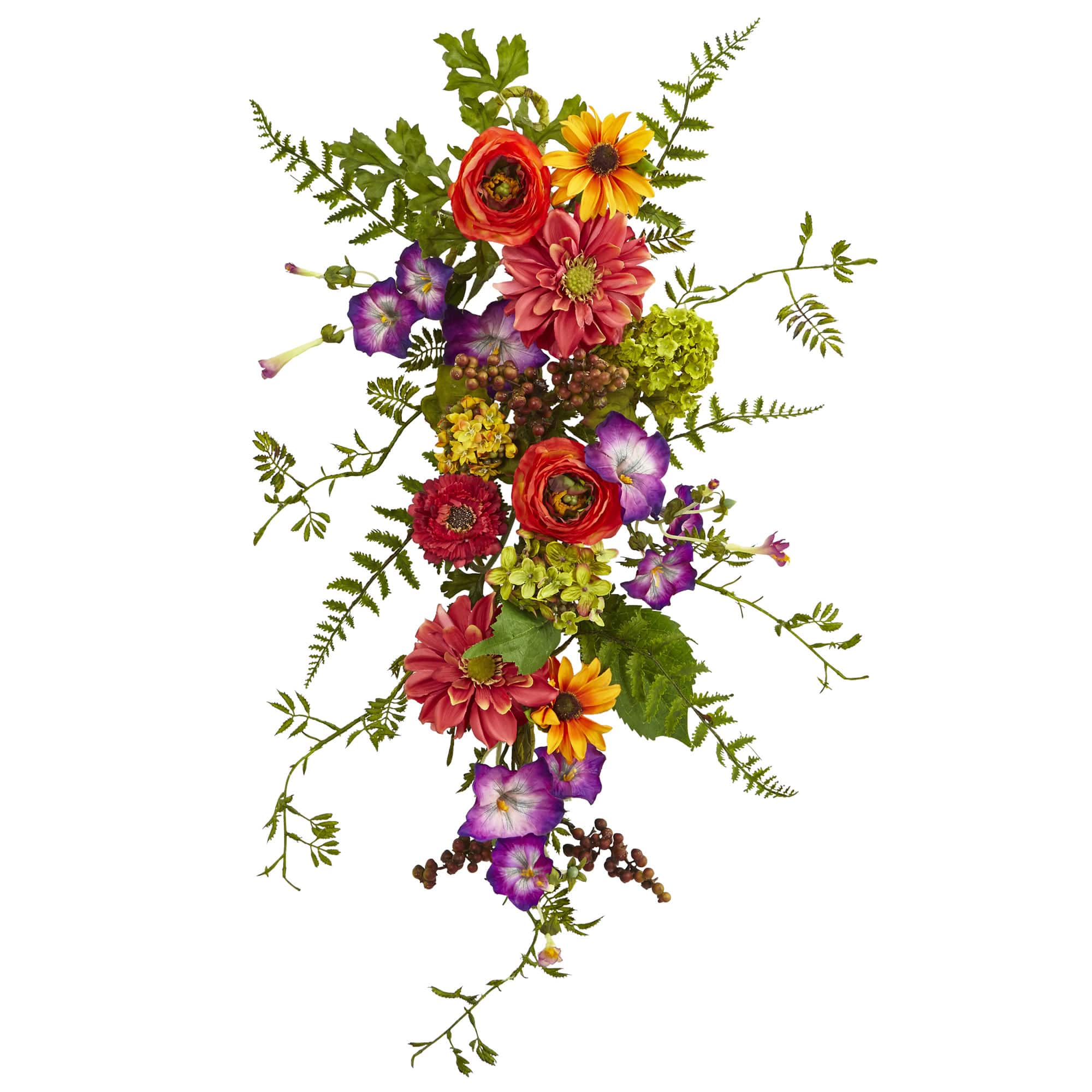 24'' Garden Flower Teardrop Swag